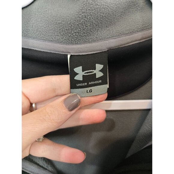 Under Armour Sweatshirt Men's L Black 1/4 Zip Fleece Lined Pullover Company Logo - Picture 6 of 13